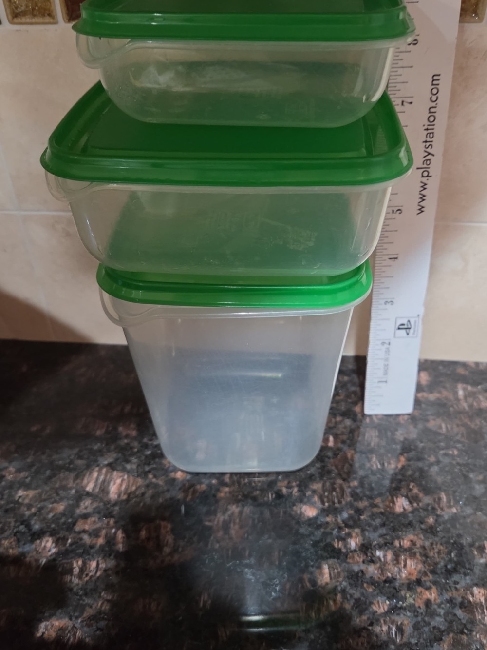 IKEA Clear Food Storage Containers with Green Lids - Stackable Set